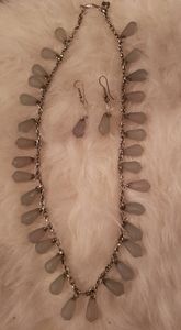 Taupe Lucite Necklace and Earring Set